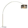 QAZQA Booglamp messing met kap bloem dessin 50 cm - XXL