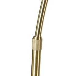 QAZQA Booglamp messing met marmer stoffen kap grijs 45 cm - XXL