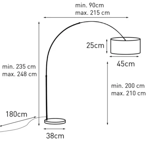 QAZQA Booglamp messing met marmer stoffen kap grijs 45 cm - XXL