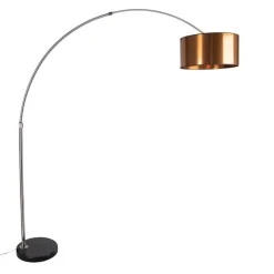 QAZQA Booglamp staal kap koper 50 cm - XXL