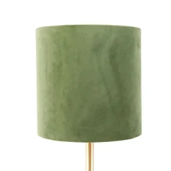 QAZQA Botanische tafellamp messing met groene kap 25 cm - Simplo