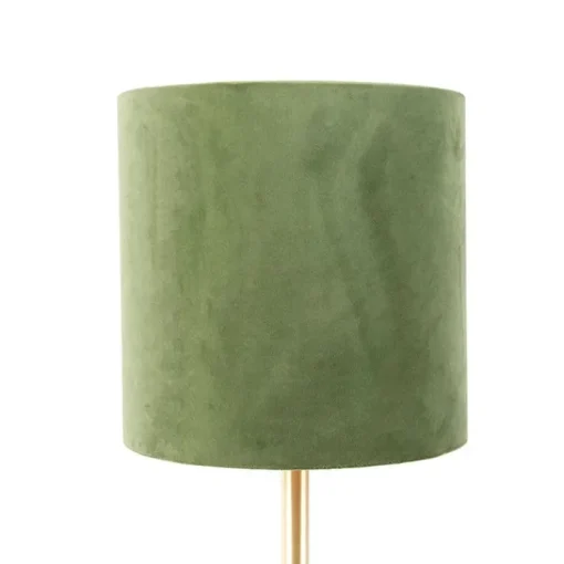 QAZQA Botanische tafellamp messing met groene kap 25 cm - Simplo