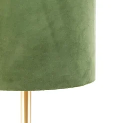 QAZQA Botanische tafellamp messing met groene kap 25 cm - Simplo