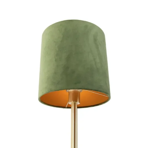 QAZQA Botanische tafellamp messing met groene kap 25 cm - Simplo