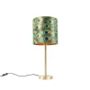 QAZQA Botanische tafellamp messing met pauw kap 25 cm - Simplo