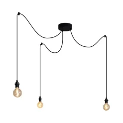 QAZQA Buiten hanglamp zwart 3-lichts IP44 - Cava