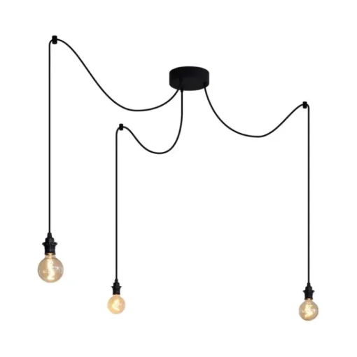 QAZQA Buiten hanglamp zwart 3-lichts IP44 - Cava