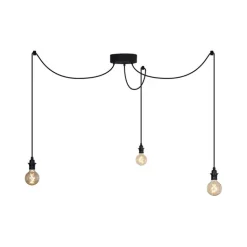 QAZQA Buiten hanglamp zwart 3-lichts IP44 - Cava