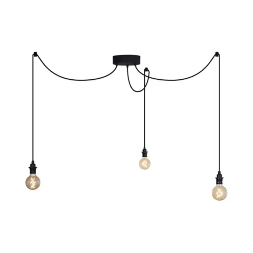 QAZQA Buiten hanglamp zwart 3-lichts IP44 - Cava