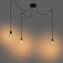 QAZQA Buiten hanglamp zwart 3-lichts IP44 - Cava