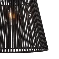 QAZQA Buiten hanglamp zwart met zwarte kap van touw 3-lichts IP44 - Cava Jayla