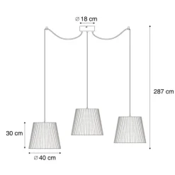 QAZQA Buiten hanglamp zwart met zwarte kap van touw 3-lichts IP44 - Cava Jayla