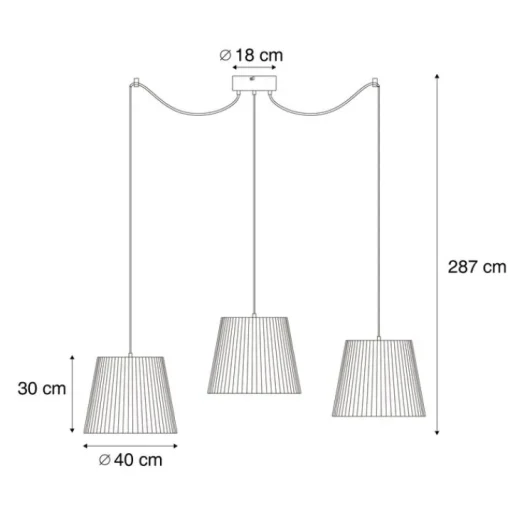 QAZQA Buiten hanglamp zwart met zwarte kap van touw 3-lichts IP44 - Cava Jayla