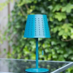 QAZQA Buiten tafellamp blauw incl. LED 3-staps dimbaar oplaadbaar en solar - Ferre