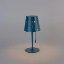QAZQA Buiten tafellamp blauw incl. LED 3-staps dimbaar oplaadbaar en solar - Ferre