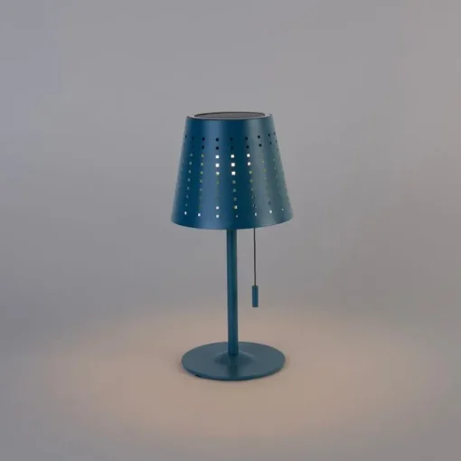 QAZQA Buiten tafellamp blauw incl. LED 3-staps dimbaar oplaadbaar en solar - Ferre