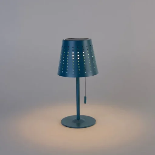 QAZQA Buiten tafellamp blauw incl. LED 3-staps dimbaar oplaadbaar en solar - Ferre