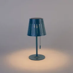 QAZQA Buiten tafellamp blauw incl. LED 3-staps dimbaar oplaadbaar en solar - Ferre