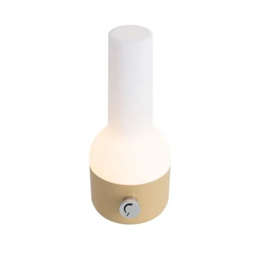 QAZQA Buiten tafellamp goud met wit incl. LED oplaadbaar IP44 - Haard