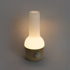 QAZQA Buiten tafellamp goud met wit incl. LED oplaadbaar IP44 - Haard