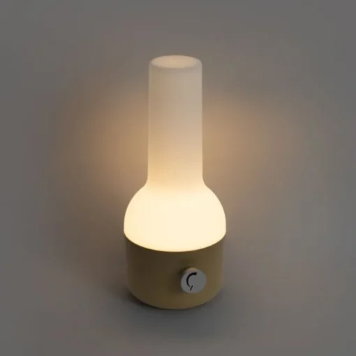 QAZQA Buiten tafellamp goud met wit incl. LED oplaadbaar IP44 - Haard