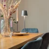 QAZQA Buiten tafellamp grijs incl. LED met touch dimmer oplaadbaar - Janet