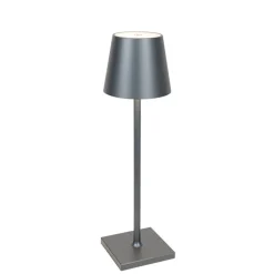 QAZQA Buiten tafellamp grijs incl. LED met touch dimmer oplaadbaar - Janet