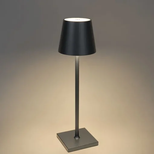 QAZQA Buiten tafellamp grijs incl. LED met touch dimmer oplaadbaar - Janet