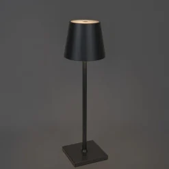QAZQA Buiten tafellamp grijs incl. LED met touch dimmer oplaadbaar - Janet