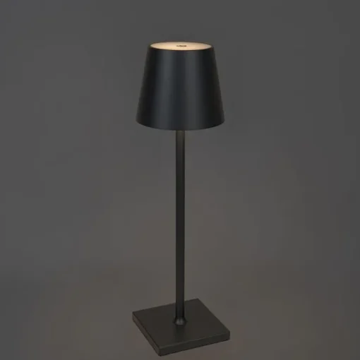 QAZQA Buiten tafellamp grijs incl. LED met touch dimmer oplaadbaar - Janet