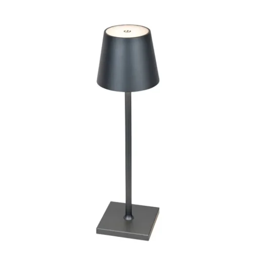 QAZQA Buiten tafellamp grijs incl. LED met touch dimmer oplaadbaar - Janet