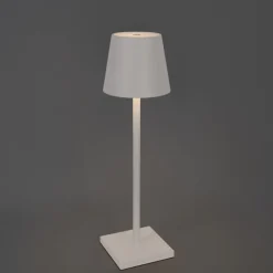 QAZQA Buiten tafellamp wit incl. LED met touch dimmer oplaadbaar - Janet