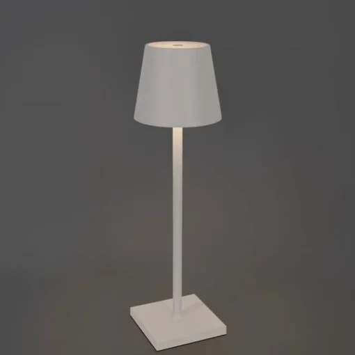 QAZQA Buiten tafellamp wit incl. LED met touch dimmer oplaadbaar - Janet