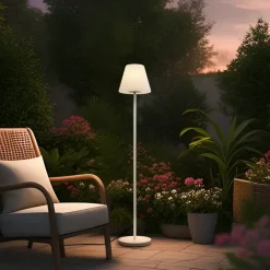QAZQA Buiten vloerlamp beige met witte kap IP65 - Virginia