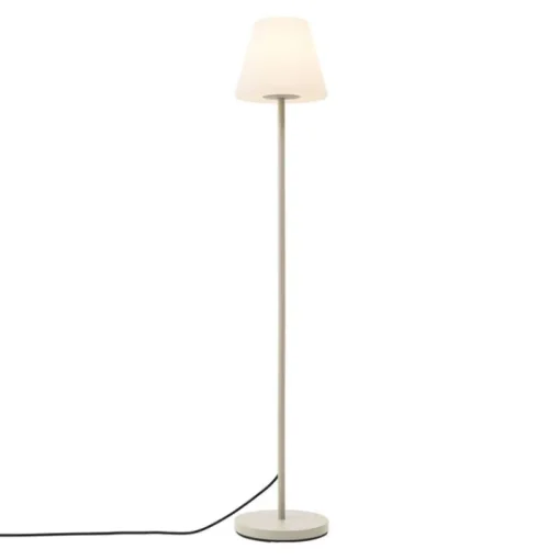 QAZQA Buiten vloerlamp beige met witte kap IP65 - Virginia
