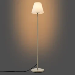 QAZQA Buiten vloerlamp beige met witte kap IP65 - Virginia