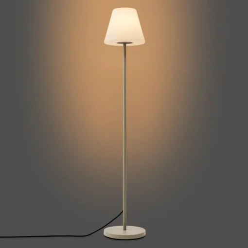 QAZQA Buiten vloerlamp beige met witte kap IP65 - Virginia