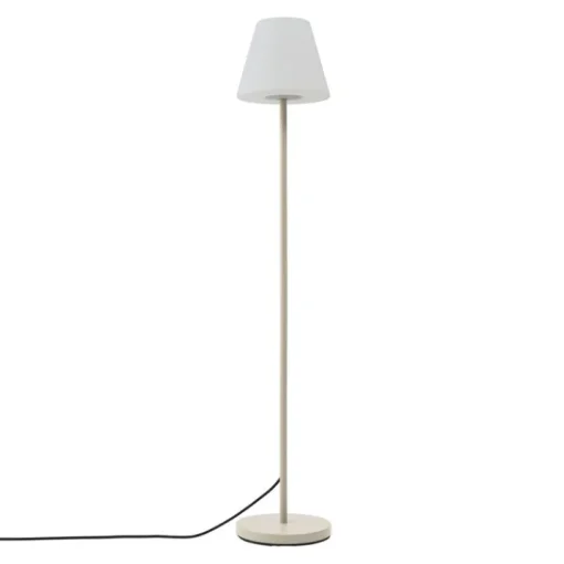 QAZQA Buiten vloerlamp beige met witte kap IP65 - Virginia