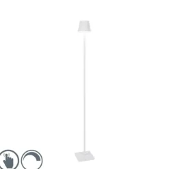 QAZQA Buiten vloerlamp wit incl. LED met touch dimmer oplaadbaar - Janet