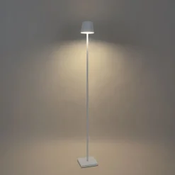 QAZQA Buiten vloerlamp wit incl. LED met touch dimmer oplaadbaar - Janet