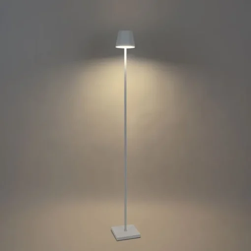 QAZQA Buiten vloerlamp wit incl. LED met touch dimmer oplaadbaar - Janet