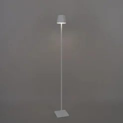 QAZQA Buiten vloerlamp wit incl. LED met touch dimmer oplaadbaar - Janet