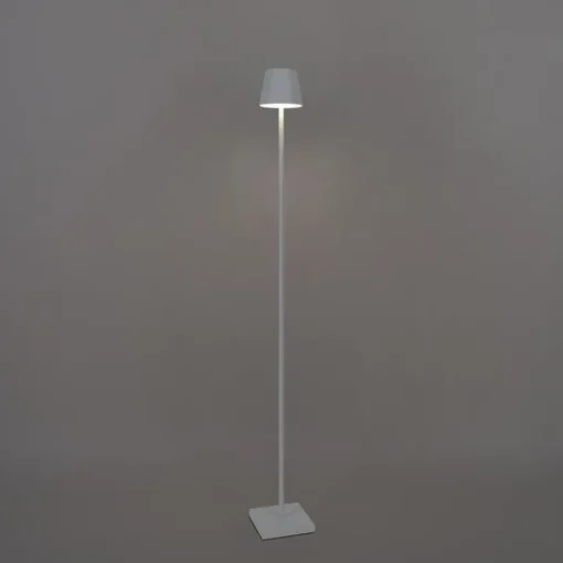 QAZQA Buiten vloerlamp wit incl. LED met touch dimmer oplaadbaar - Janet