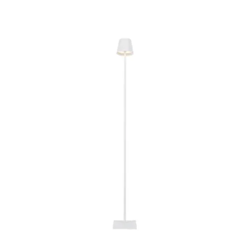 QAZQA Buiten vloerlamp wit incl. LED met touch dimmer oplaadbaar - Janet