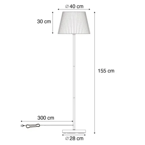 QAZQA Buiten vloerlamp wit met kap groen touw IP44 / IP54 - Virginia Jayla