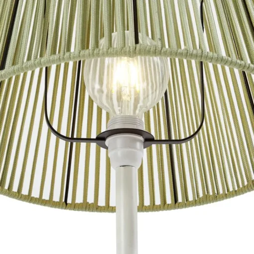 QAZQA Buiten vloerlamp wit met kap groen touw IP44 / IP54 - Virginia Jayla