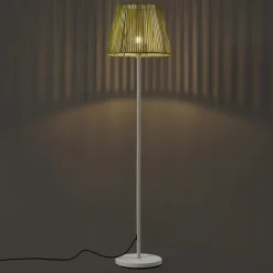 QAZQA Buiten vloerlamp wit met kap groen touw IP44 / IP54 - Virginia Jayla