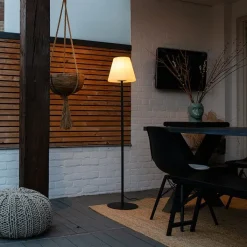 QAZQA Buiten vloerlamp zwart met witte kap IP65 25 cm - Virginia
