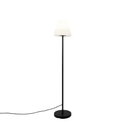 QAZQA Buiten vloerlamp zwart met witte kap IP65 25 cm - Virginia