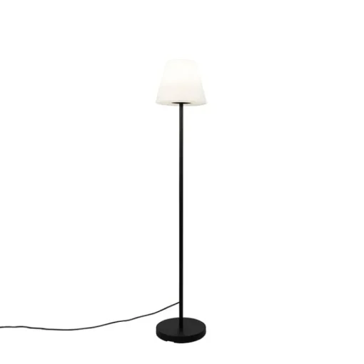 QAZQA Buiten vloerlamp zwart met witte kap IP65 25 cm - Virginia